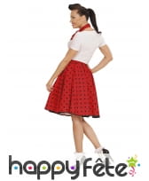Jupe rouge à pois avec foulard, années 50, image 2
