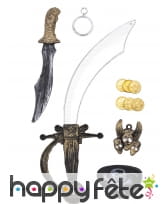Kit accessoires de pirate en plastique pour enfant