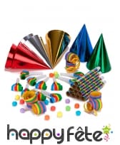 Kit cotillons pour 10 personnes, multicolores