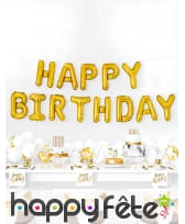 Kit de ballons dorées en lettres Happy Birthday, image 1