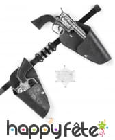 Kit de revolvers argentés de cowboy, en plastique