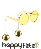 Lunettes avec pendentifs boules disco dorées