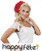 Large barrette de fleurs rouge