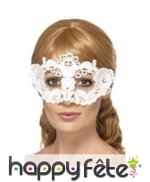 Loup blanc dentelle brodée aux motifs fleurs