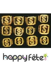 Lourde Bague dorée, sigle dollar