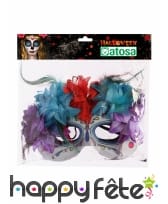 Loup blanc et coloré dia de los muertos pour femme, image 1