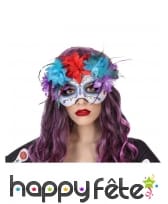 Loup blanc et coloré dia de los muertos pour femme