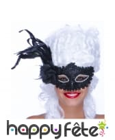 Loup baroque noir paillettes avec rose, image 1