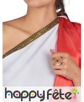 Large bague romaine ronde dorée et rouge, image 1