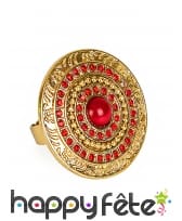 Large bague romaine ronde dorée et rouge