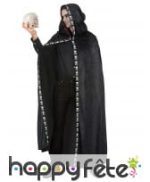 Longue cape à capuche noir liseret squelette, image 1