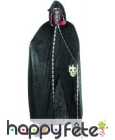 Longue cape à capuche noir liseret squelette, image 5