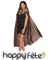 Longue cape aspect satin et fourrure pour femme