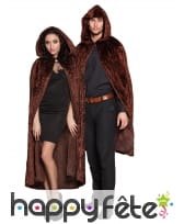 Longue cape aspect velours marron pour adulte