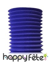 Lampion cylindrique bleu de 16/26 cm