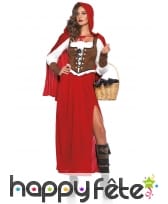 Long costume de chaperon rouge style médiéval