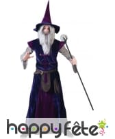 Long costume de mage violet pour adulte, image 3