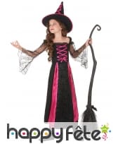 Long costume de petite sorcière noir et rose, image 1