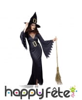 Long costume de sorcière noire adulte