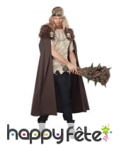 Longue cape de Viking marron avec fausse fourrure