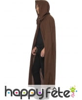 Longue cape marron uni avec capuche pour adulte, image 2