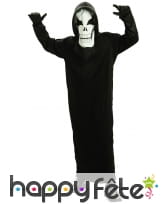 Long costume noir de squelette pour enfant
