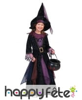 Long costume noir violet de petite sorcière