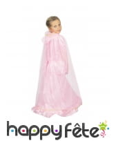 Longue cape rose pailletée avec capuche, enfant