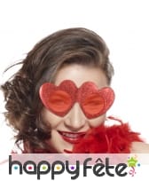 Lunettes coeurs rouges à paillettes