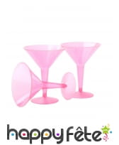 Lot de 10 verres roses à martini, en plastique