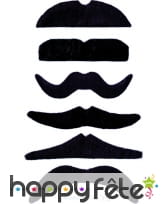 Lot de 24 moustaches noire auto-adhésives