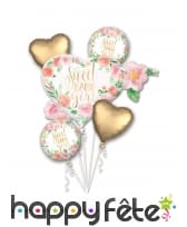 Lot de 5 ballons Sweet Baby Girl rond et coeur