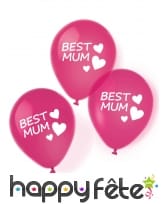 Lot de 6 ballons rose Best Mum de 27,5 cm