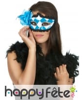 Loup damier bleu blanc et rose bleue