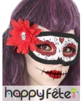 Loup dia de los muertos avec fleur rouge, femme