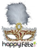 Loup de marquise en dentelle et plume