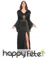 Long déguisement noir et doré de religieuse