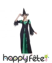 Long déguisement noir et vert de sorcière