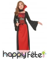 Long déguisement rouge noir de petite vampiresse