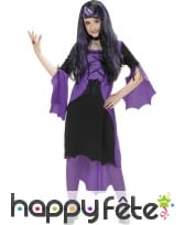 Long déguisement violet noir de petite vampire