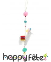 Lama et pompoms colorés à suspendre, 12 x 51cm