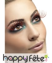 Long faux Cils rouges avec paillettes