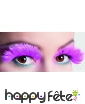 Longs faux cils de plumes rose