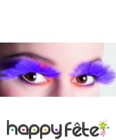 Longs faux cils de plumes violettes