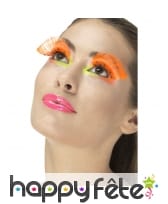 Longs faux cils oranges fluo à pois