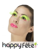 Longs faux cils verts fluo à pois, 80's