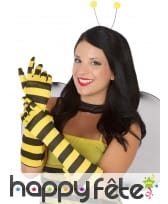Longs gants abeille rayés pour femme