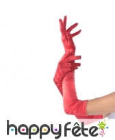 Longs gants rouges stretch, qualité supérieure