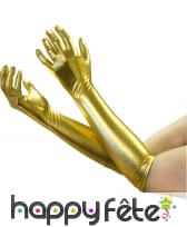 Long gants satinés dorés