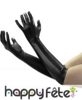 Long gants satinés noir